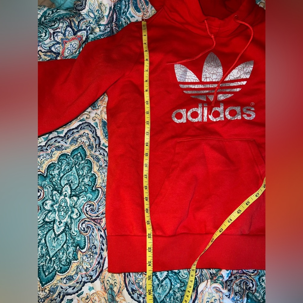Adidas Women’s Red Feather Crackle Design Hoodie Size Large - Picture 7 of 9